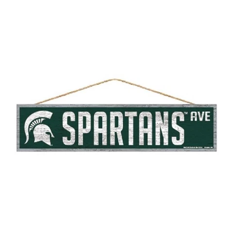 Michigan State Spartans 4"x17" Wood Sign Avenue Design [NEW] Street Banner Wall Cover