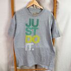 Nike Shirt Mens Large Just Do It Spell Out Graphic Grey Sportswear Short Sleeve