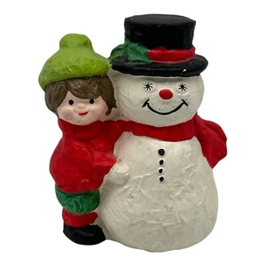 Vintage Starry-Eyed Snowman with Child Figurine RB Made in Japan 4.25” Tall - Picture 1 of 11