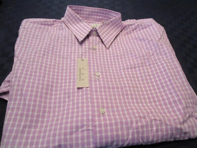 NUEVO CON ETIQUETAS $65 RON CHERESKIN CUELLO EXTENDIDO CAMISA DE VESTIR LAVANDA CUADROS LG 16 32/33 Foto 1 de 2