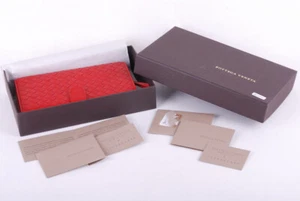 Auténtica Cartera Bottega Veneta Intrecciato Cuero Dos Pliegues 132357 / 10655 Roja - Imagen 1 de 9
