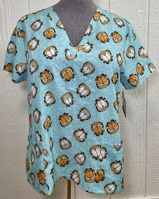 vintage NICKELODEON Garfield Scrub Top Size 2X orange cat NWT (nn3) - Image 1 of 4