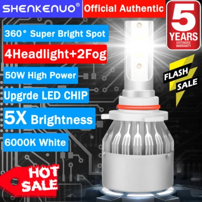 Для Jeep Grand Cherokee 1999-2010 яркий белый светодиодный фары + противотуманные фары комбо 6 X - Изображение 1 из 4