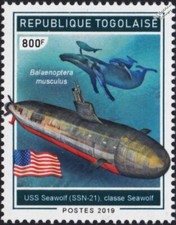 USS SEAWOLF (SSN-21) US Navy Attack Submarine Warship / Blue Whale Stamp (2019)