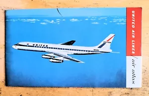 United Airlines 1959 Douglas DC-8 Streckenkarten ausklappbar 30 Zoll x 21 Zoll - Bild 1 von 7