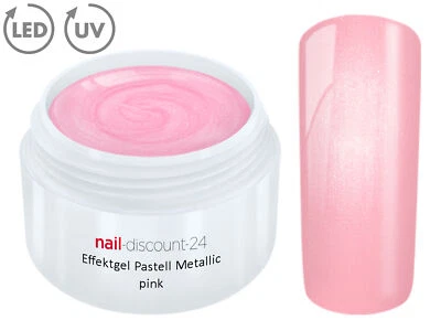 UV LED Farb Gel Pastell METALLIC PINK Effekt French Color Modellage NailArt Rosa - Bild 1 von 3