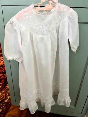 Antique White Linen Handmade Baby Dress - Image 1 of 4