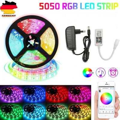 5-30m LED Band RGB Strip Set Netzteil Bewegungsmelder Fernbedienung Bluetooth - Bild 1 von 4