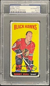 Tarjeta firmada por Bobby Hull 1964 Topps #20 Chicago Blackhawks Tall Boys PSA/DNA - Imagen 1 de 2
