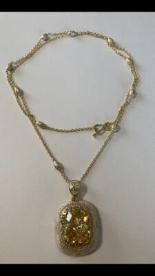 Lauren G Adams Canary Crystal Enamel Pendant Enhancer & Station Chain New - Image 1 of 4