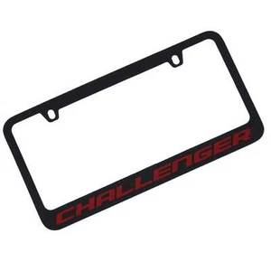 Dodge Challenger Logo License Plate Frame (Red on Black) - Picture 1 of 4