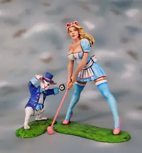 Figura de lata miniatura pintada a mano de niña Alicia y el conejo 54 mm 1/32 - Imagen 1 de 7