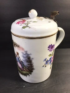 Antique German Porcelain Beer Stein/ Tankard/ Blue Cross Lines/ Germany C.1900 - Imagen 1 de 12