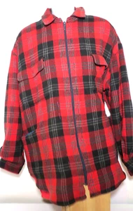 Altered GAP FLANNEL SHIRT Sewn-In Lining Red Plaid Full Zip Zipper *see desc XXL - Picture 1 of 9