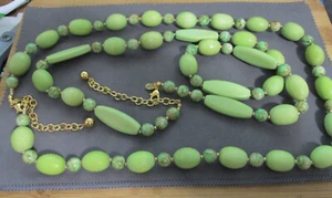 2 JOAN RIVERS LITE GREEN OVAL RESIN BEAD NECKLACE 31" - Picture 1 of 1