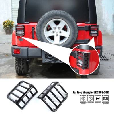 2PCS Rear Taillight Lamp Guards Cover Trim For 2008-2017 Jeep Wrangler JK Black  — 第 1/4 张图片