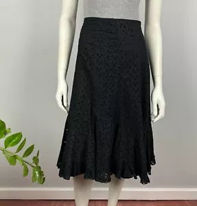 Target Size 8 A Line Trumpet Midi Skirt Black Cut Out Lined Women Cotton NEW $59 - Picture 1 of 14