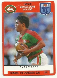 1991 SOUTH SYDNEY RABBITOHS GRAHAM LYONS NRL SCANLENS STIMOROL #150 CARD - Picture 1 of 1