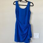 Vtg Nwt  Silk Madison Wells Sz 13/14 Blue 100% Silk  Wrap Dress  Sleeveless
