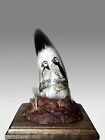 Unique Animal Horn Sculpture with “Puffins’” Signed by artist Alyssa Hogan 8.5”