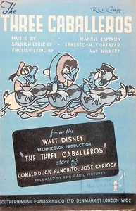 The Three Caballeros Sheet Music Donald Duck Panchito Carioca Disney British - Picture 1 of 3