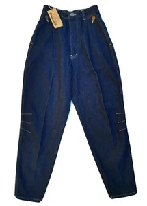 Cecilene Vintage 90s Dark Indigo High Rise Pleated Taper Leg Jeans Sz 4 BNWT! - Picture 1 of 7
