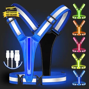 Led Reflective Vest Running Gear,Usb Rechargeable Light up High Visibility Runni - Picture 1 of 7