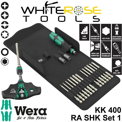 Wera Screwdriver Set T-Handle 1/4" Hex KK 400 RA SHK Set 1 19pc PH PZ PZ/S TX - Image 1 of 4