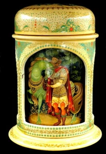 ¡ÚNICO! ""Zar Oleg""." CAJA DE LACA Estilo Gazebo Palekh Pintada a Mano. RARO - Imagen 1 de 6