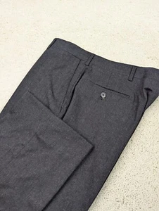 Pantalone flanella lana uomo 34x30 grigio vintage gamba dritta vestibilità classica vita alta - Foto 1 di 14