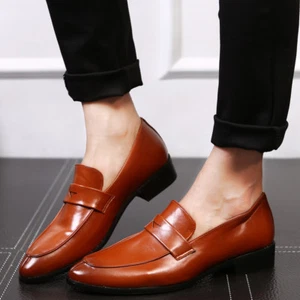 Men's Formal Business Party Leather Loafers Dress Casual Driving Shoes Slip On - Picture 1 of 15