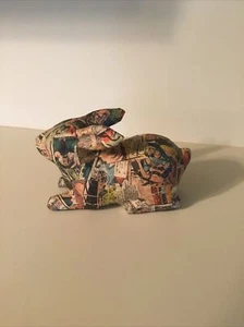 Vintage Paper Mache Rabbit Made From Vintage Funny Papers. - Picture 1 of 10