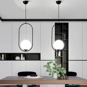 Black Pendant Light Bar Lamp Glass Chandelier Lighting Bedroom Ceiling Lights - Picture 1 of 8