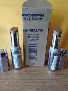LÁPIZ LABIAL MAYBELLINE FOREVER METALLIC LITES # 110 PRALINÉ BRILLO (2 PIEZAS) NUEVO, DIFÍCIL DE ENCONTRAR - Imagen 1 de 4
