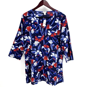 NUEVO CON ETIQUETAS $60 J Crew Mujer Floral Tejido Arrugado Túnica Top Talla Grande Boho C2343 - Imagen 1 de 11