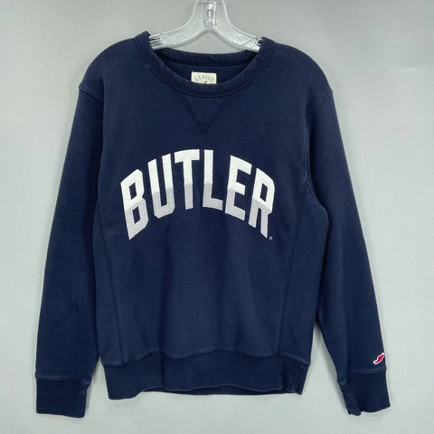 Butler Bulldogs Mens Sweatshirt S Crewneck Reverse Weave Navy League Embroidered Cover