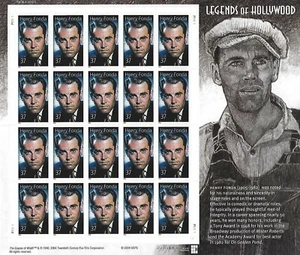 Henry Fonda Legends of Hollywood 37 Cent USPS Stamp Sheet 20 Stamps 2005 37c - Picture 1 of 5