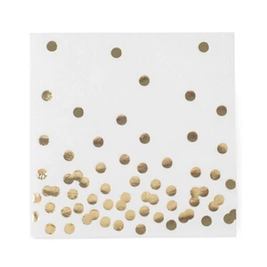 Napkins Gold Foil Polka Dot Confetti Cocktail Disposable Birthday Party 50 Pack - Picture 1 of 9