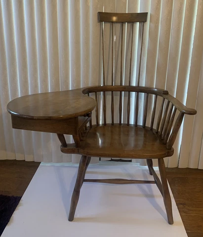 Barnard & Simonds Co. RARE Walnut Solid Wood Armchair W/ Desk & Original Tags Cover