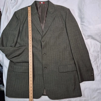 Винтажный Jean Paul Blazer куртка разработан в Италии 46L в тонкую полоску зеленый/серый - Изображение 1 из 4