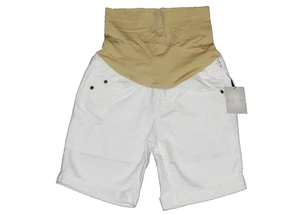 Maternity Shorts 2 XS White Denim Bermuda NEW Bottoms X SMALL a Glow Belly Band - Picture 1 of 11