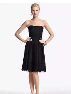 White House Black Market Strapless Cocktail Dress Women's Size 6 Black Wedding - Picture 1 of 7