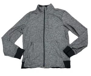 Lululemon Jacket Medium City Sweat Fleece Bomber Full Zip Black Heather Gray - Picture 1 of 9