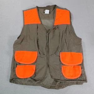 Vintage SafTBak Hunting Vest Mens Large Khaki Blaze Orange Mesh Gamebag Outdoor - Picture 1 of 11