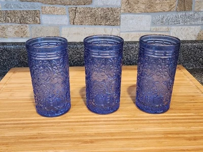 Godinger Jax Highball Glasses In Blue. Set of 3. 5.75 Hx3 D Each.Imported Glass - Image 1 of 4