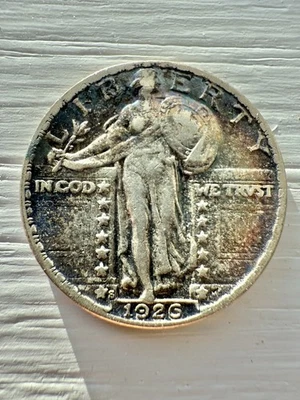 High Grade Toned 1926 S Standing Liberty Silver Quarter Dollar 25C - Image 1 of 4