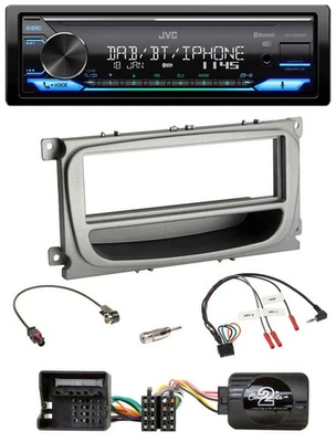 JVC Bluetooth DAB USB Lenkrad Autoradio für Ford Mondeo S-Max ab 2007 silber Abl - Bild 1 von 4