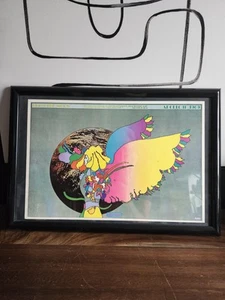 Vintage PETER MAX Framed Print FROM THE MOON 1969 Apollo 11 SPACE AGE - Picture 1 of 7