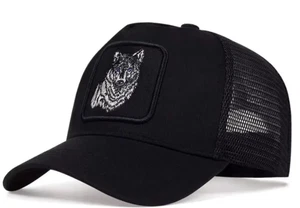 New Black Wolf Cap Hat Army Baseball Mesh Trucker Snapback Adjustable - Picture 1 of 3