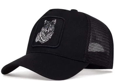 New Black Wolf Cap Hat Army Baseball Mesh Trucker Snapback Adjustable - Image 1 of 3